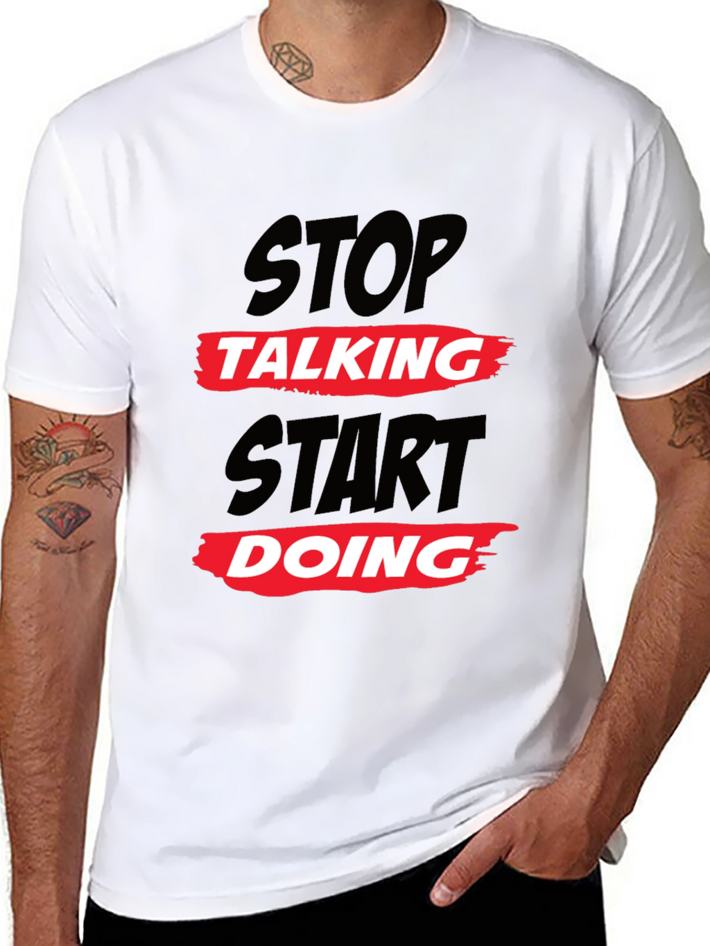Stop Talking Start Doing Black Graphic Tee