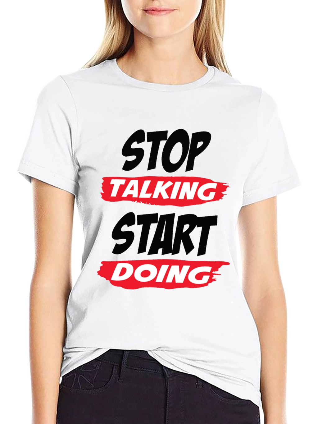 Stop Talking Start Doing Black Graphic Tee