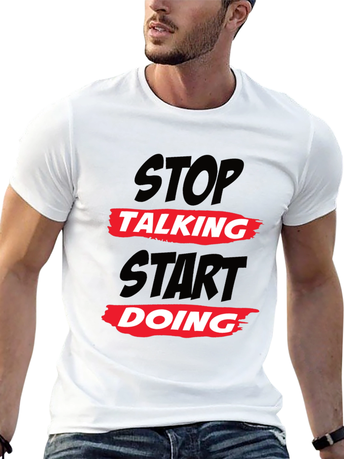 Stop Talking Start Doing Black Graphic Tee