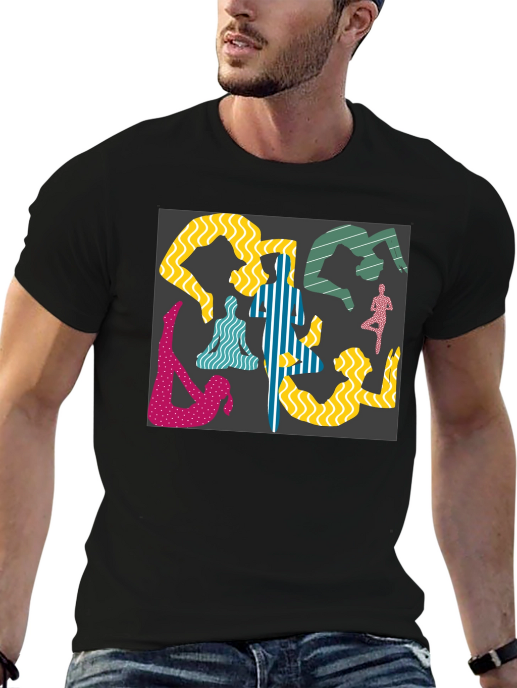 Yoga Pose Graphic Black Tee