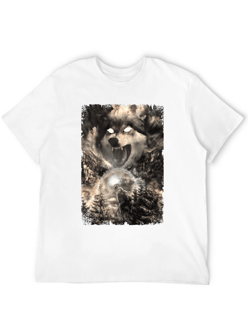 Wolf Graphic Print Black T-Shirt