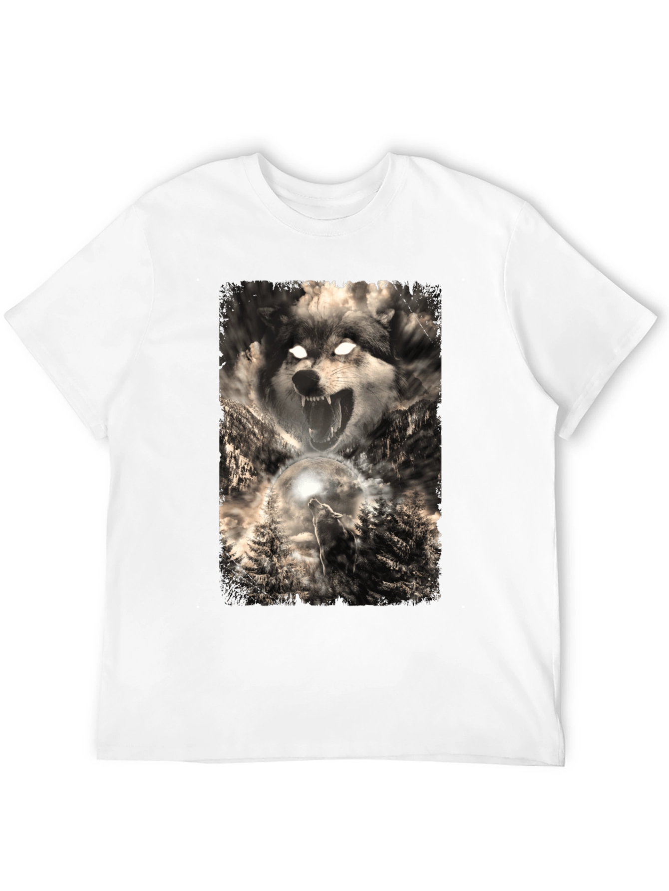Wolf Graphic Print Black T-Shirt