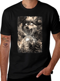Wolf Graphic Print Black T-Shirt