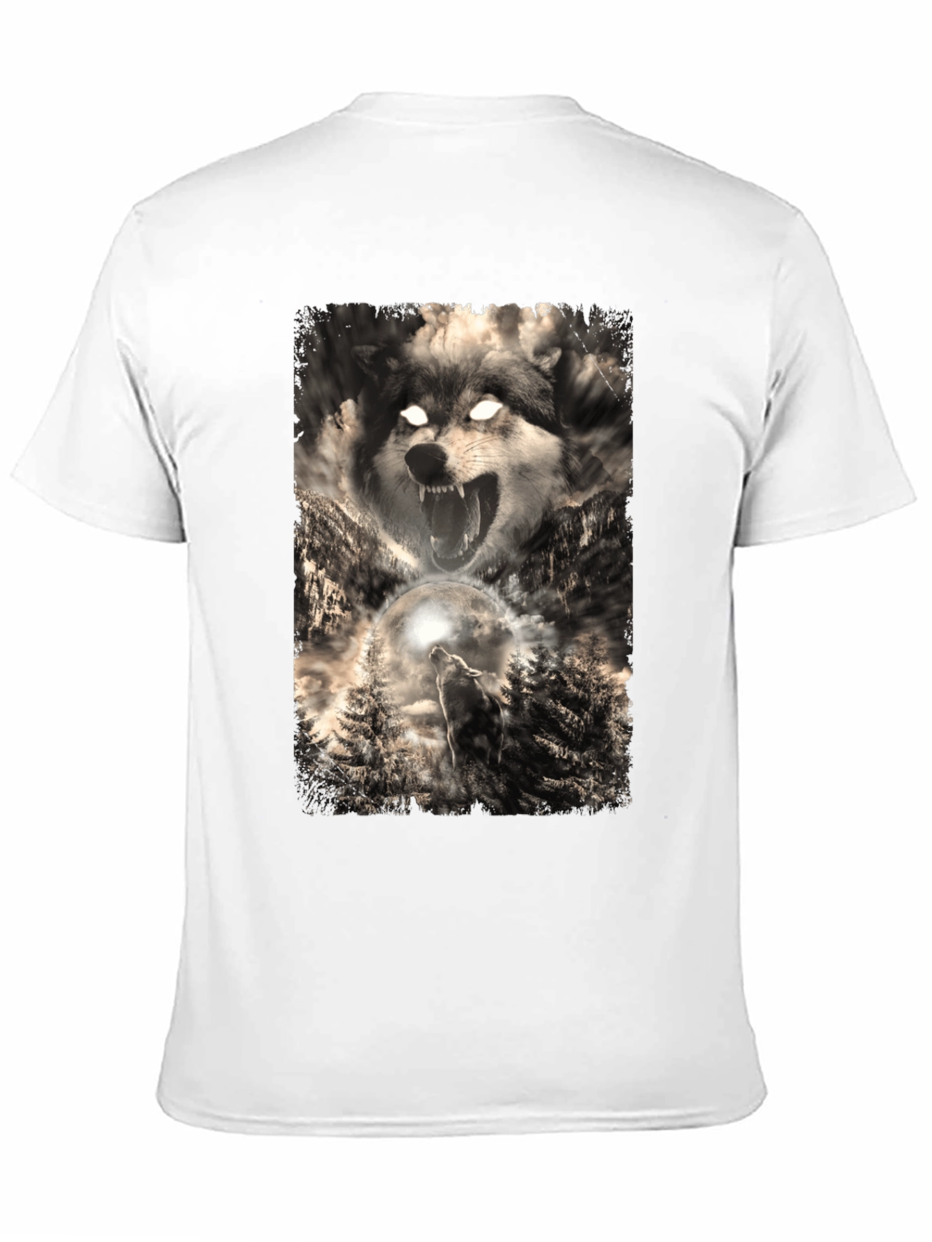 Wolf Graphic Print Black T-Shirt