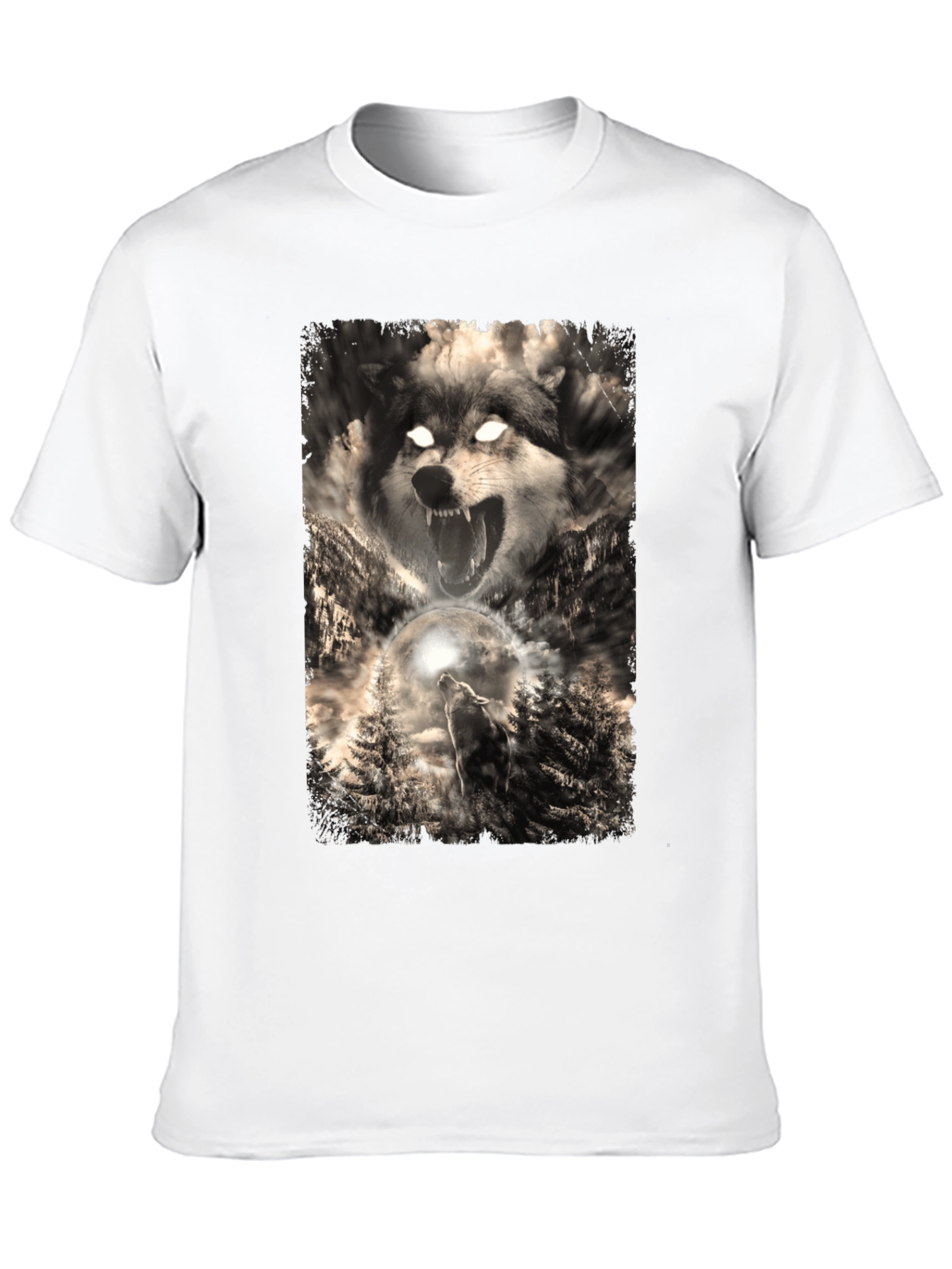 Wolf Graphic Print Black T-Shirt