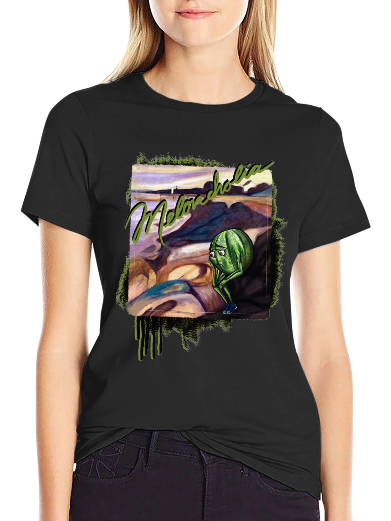 Melancholia Watermelon Graphic Tee - Expressive Design