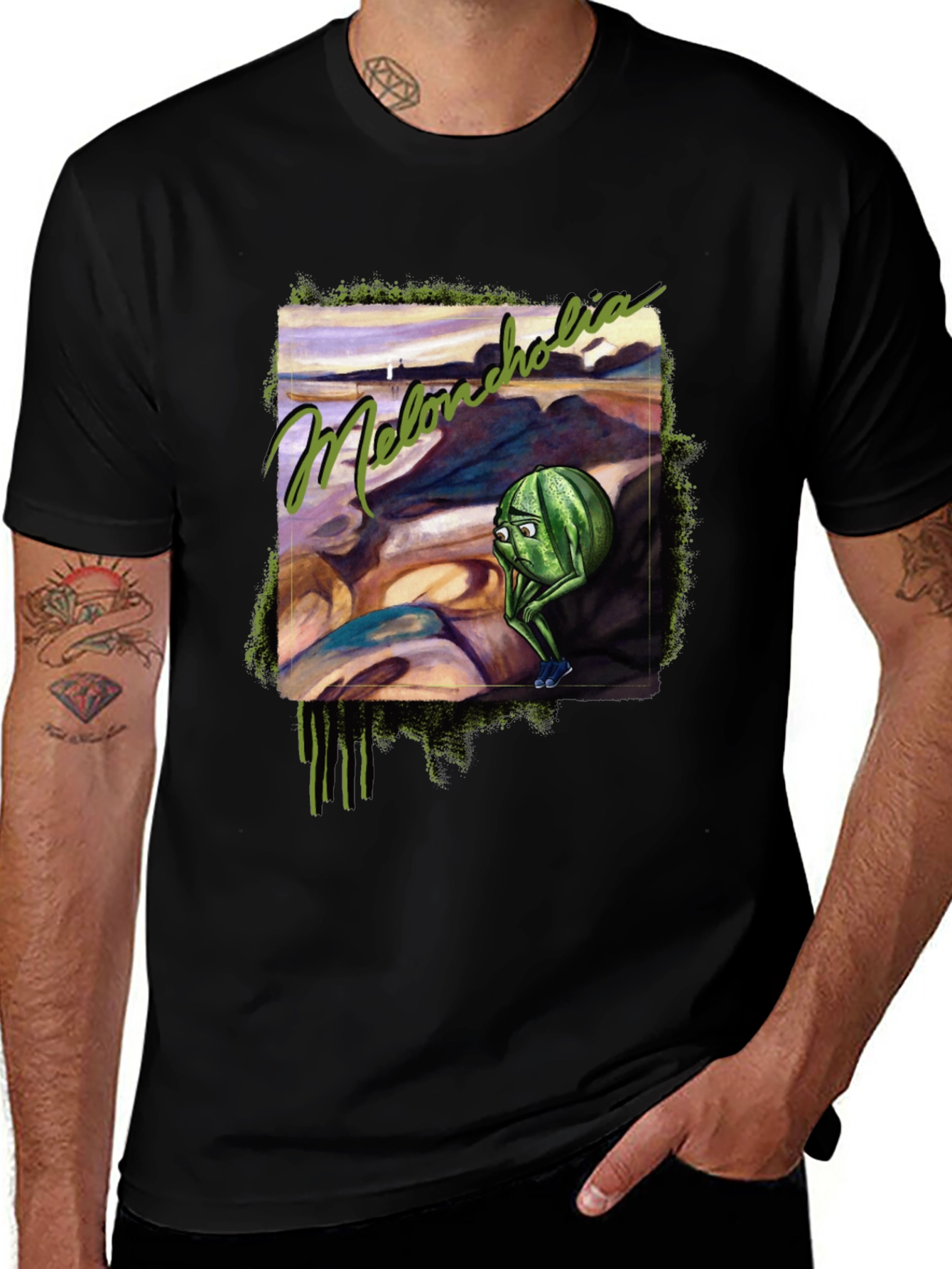 Melancholia Watermelon Graphic Tee - Expressive Design