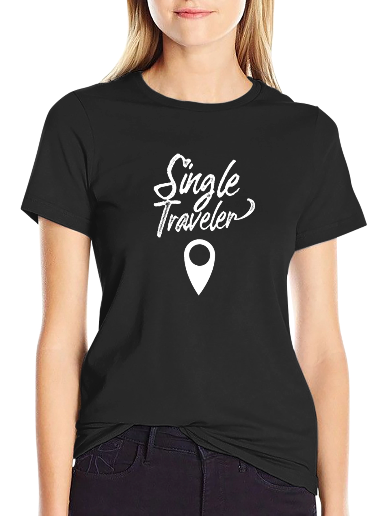 Single Traveler Black Cotton Graphic Tee