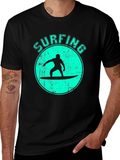Surfing Silhouette Graphic Tee - Black