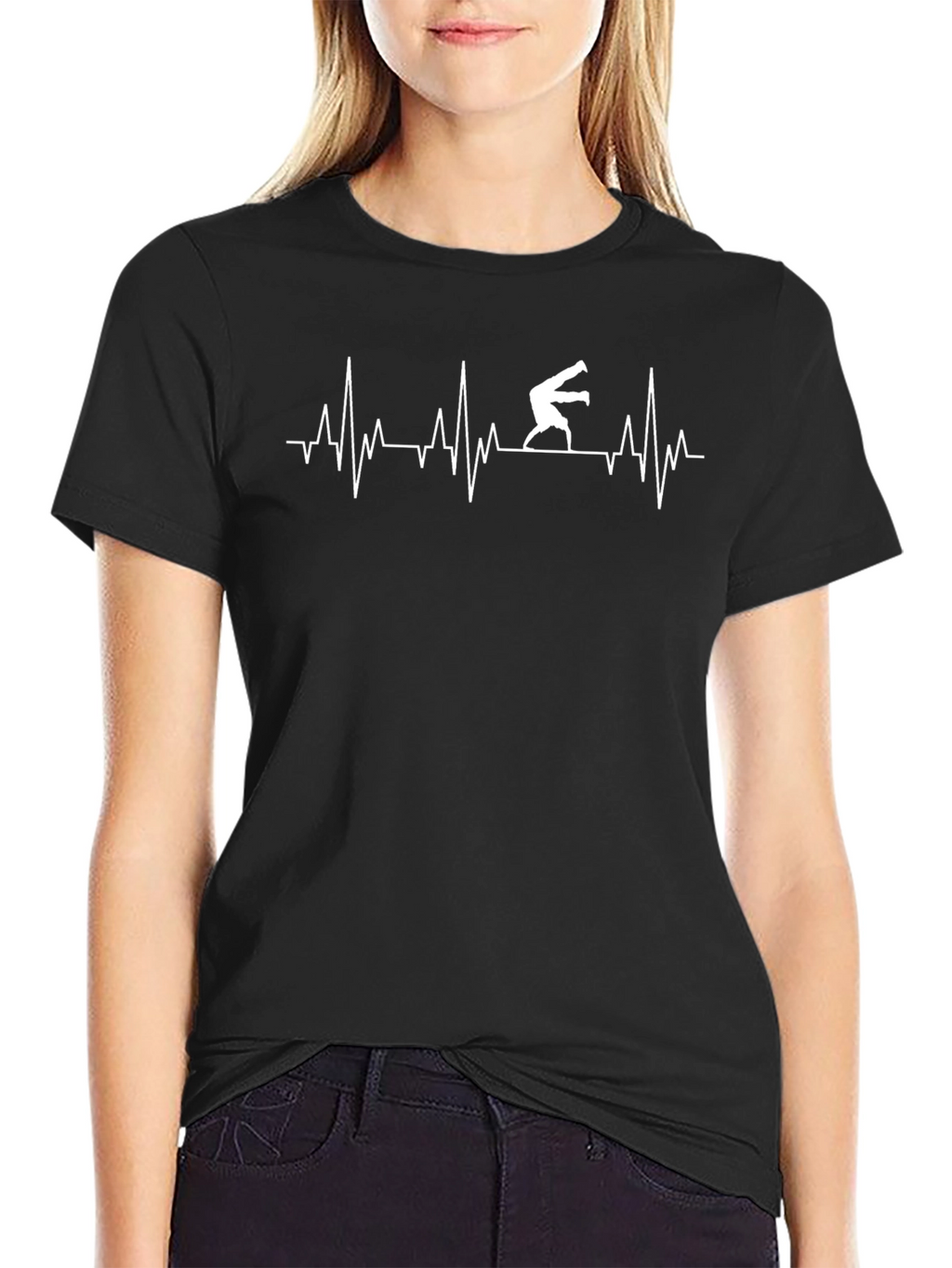 Wrestling Heartbeat T-Shirt - Black Cotton Tee