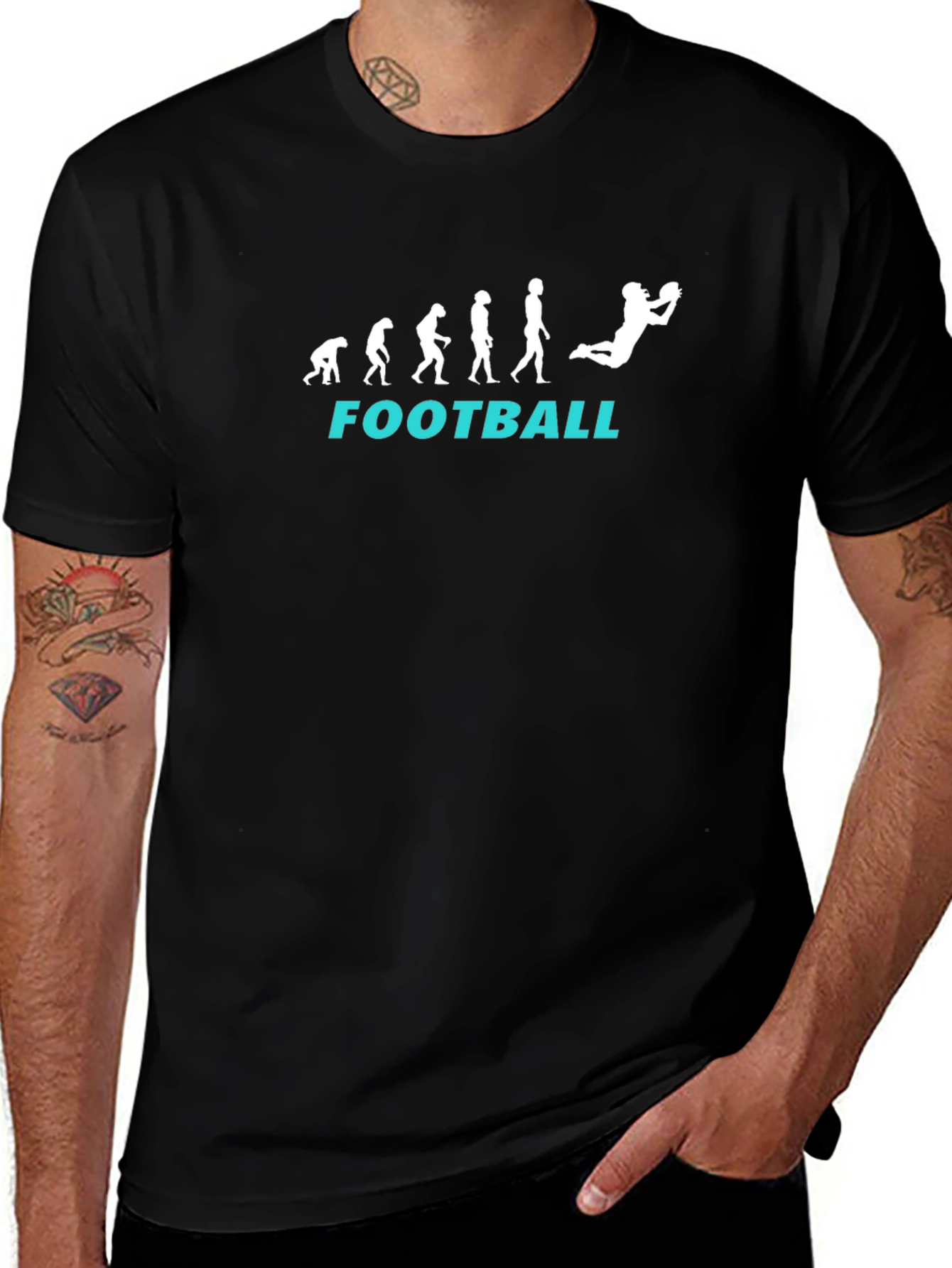 Football Evolution T-Shirt - Black Graphic Tee