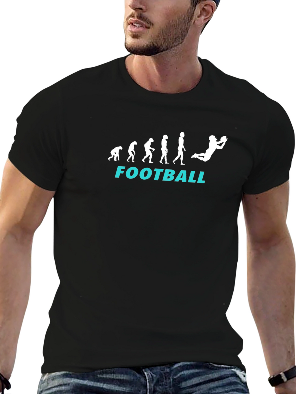 Football Evolution T-Shirt - Black Graphic Tee