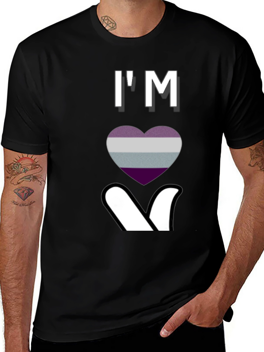 Ace Pride Heart Graphic T-Shirt - Black