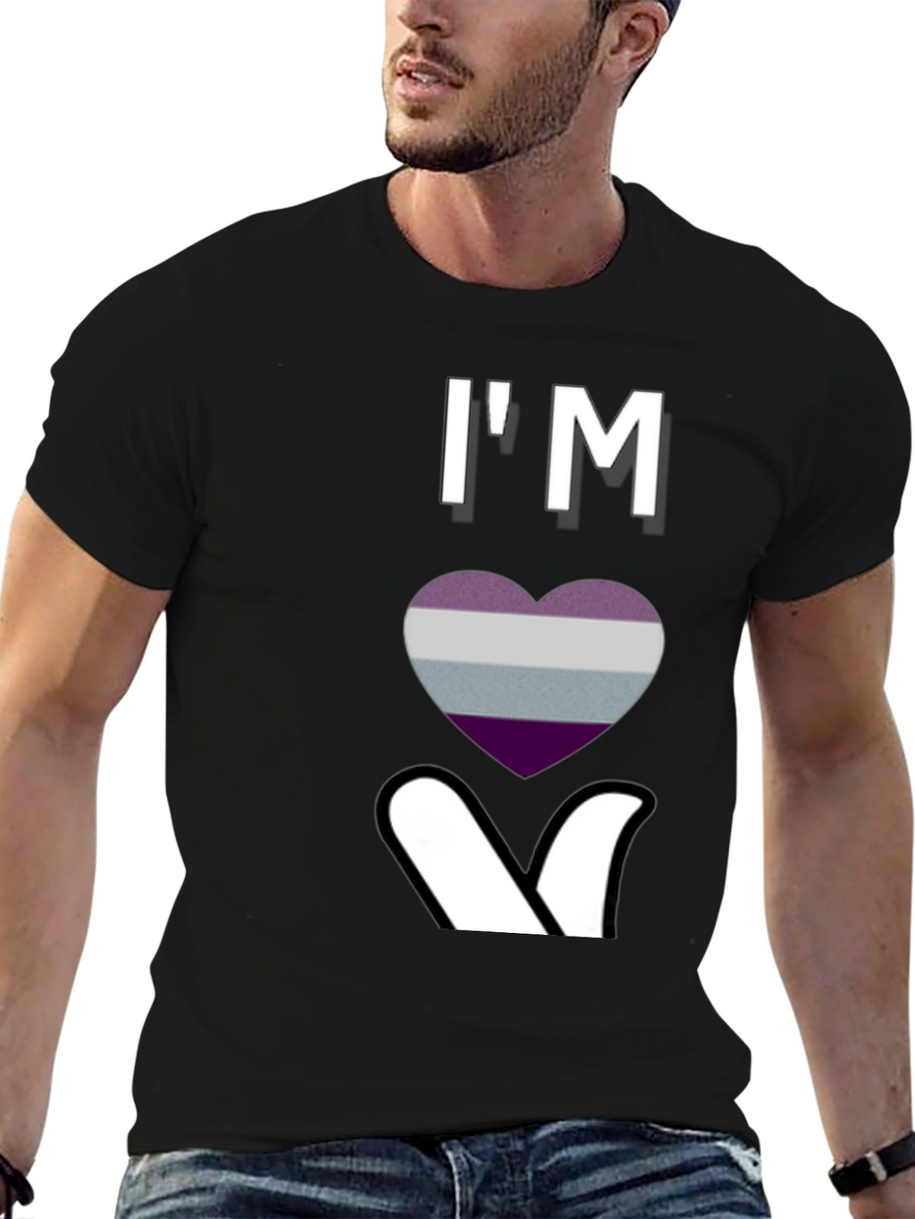 Ace Pride Heart Graphic T-Shirt - Black