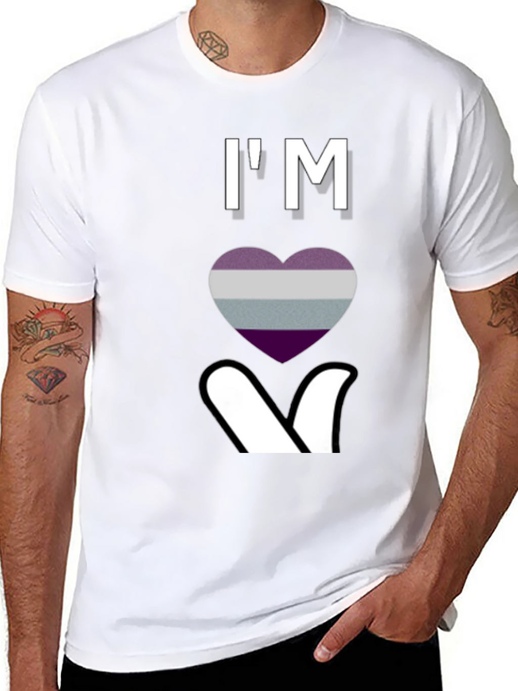 Ace Pride Heart Graphic T-Shirt - Black