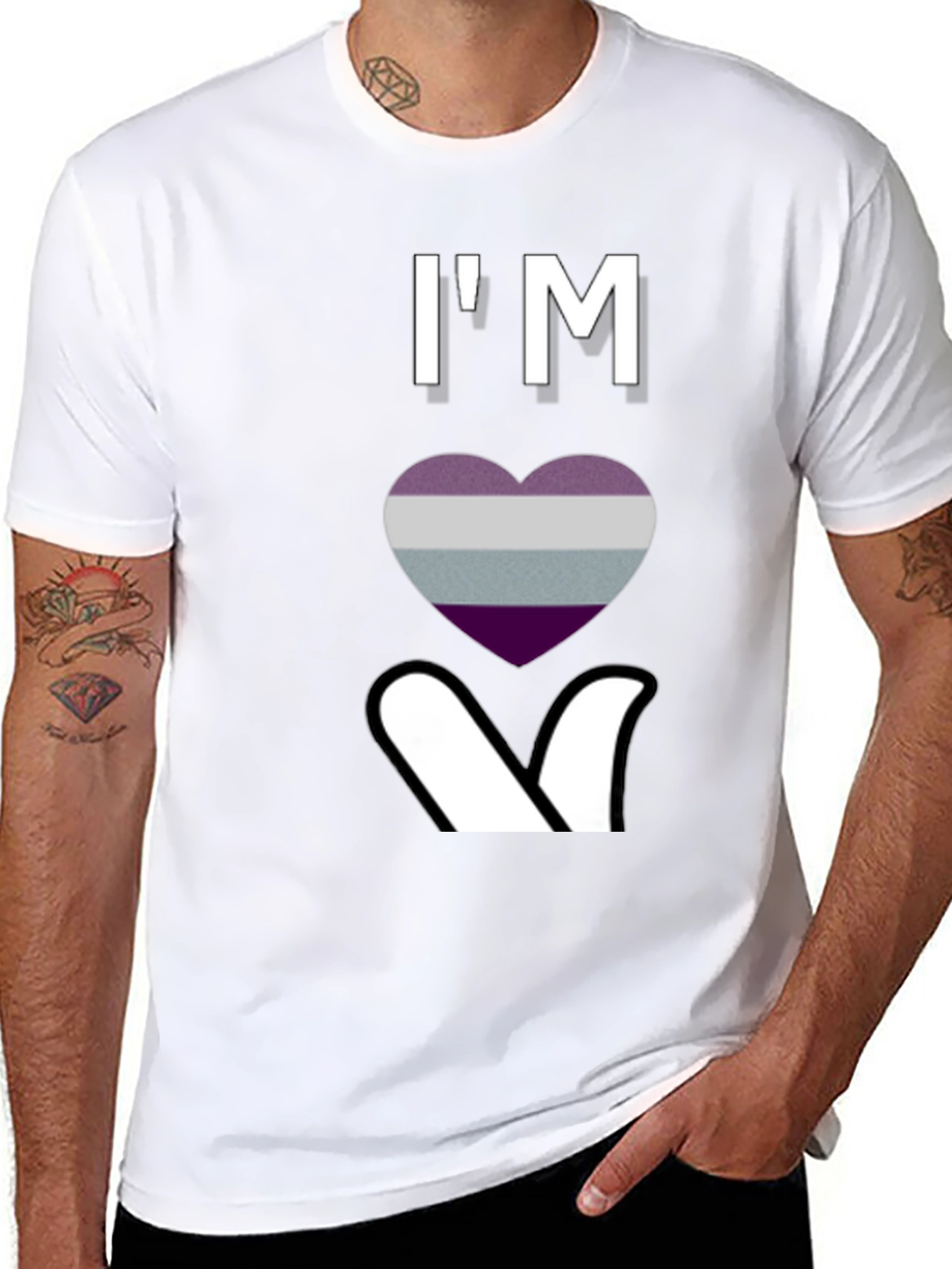 Ace Pride Heart Graphic T-Shirt - Black