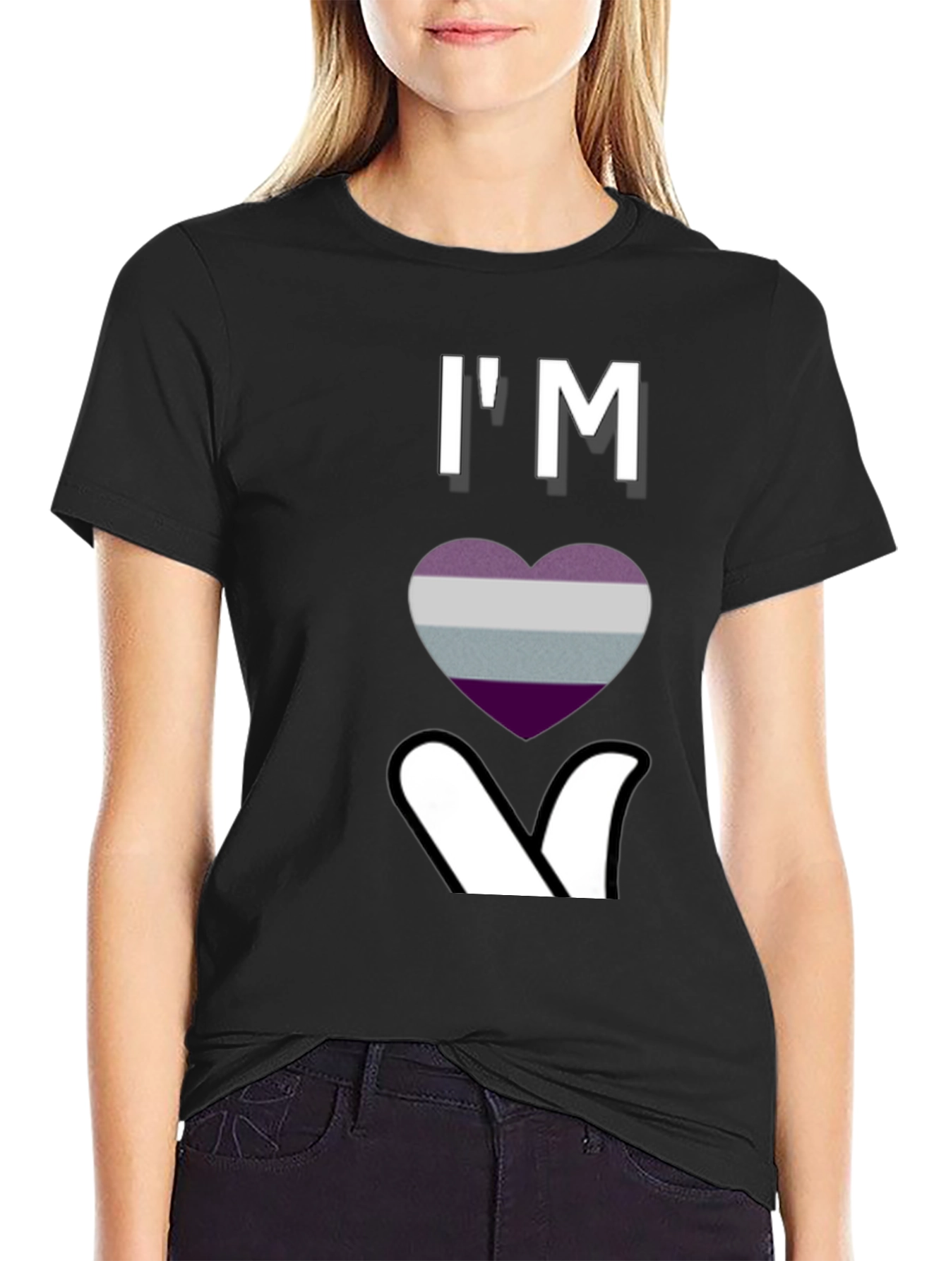 Ace Pride Heart Graphic T-Shirt - Black