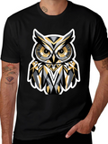 Geometric Owl Graphic Print T-Shirt