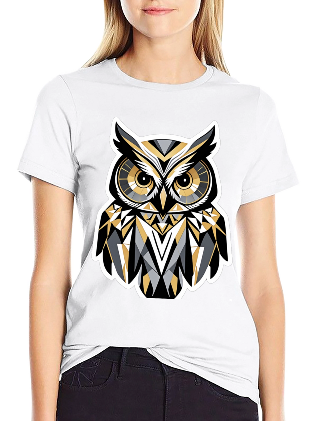 Geometric Owl Graphic Print T-Shirt