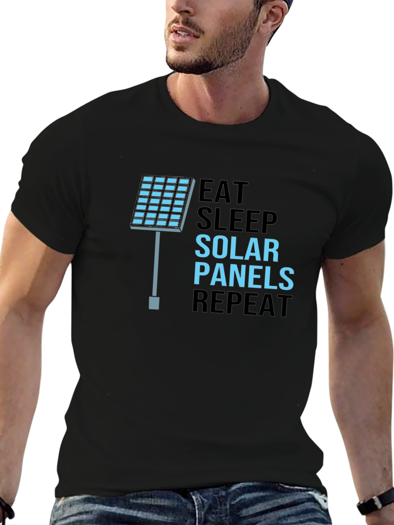 Eat Sleep Solar Panels Repeat Black T-Shirt