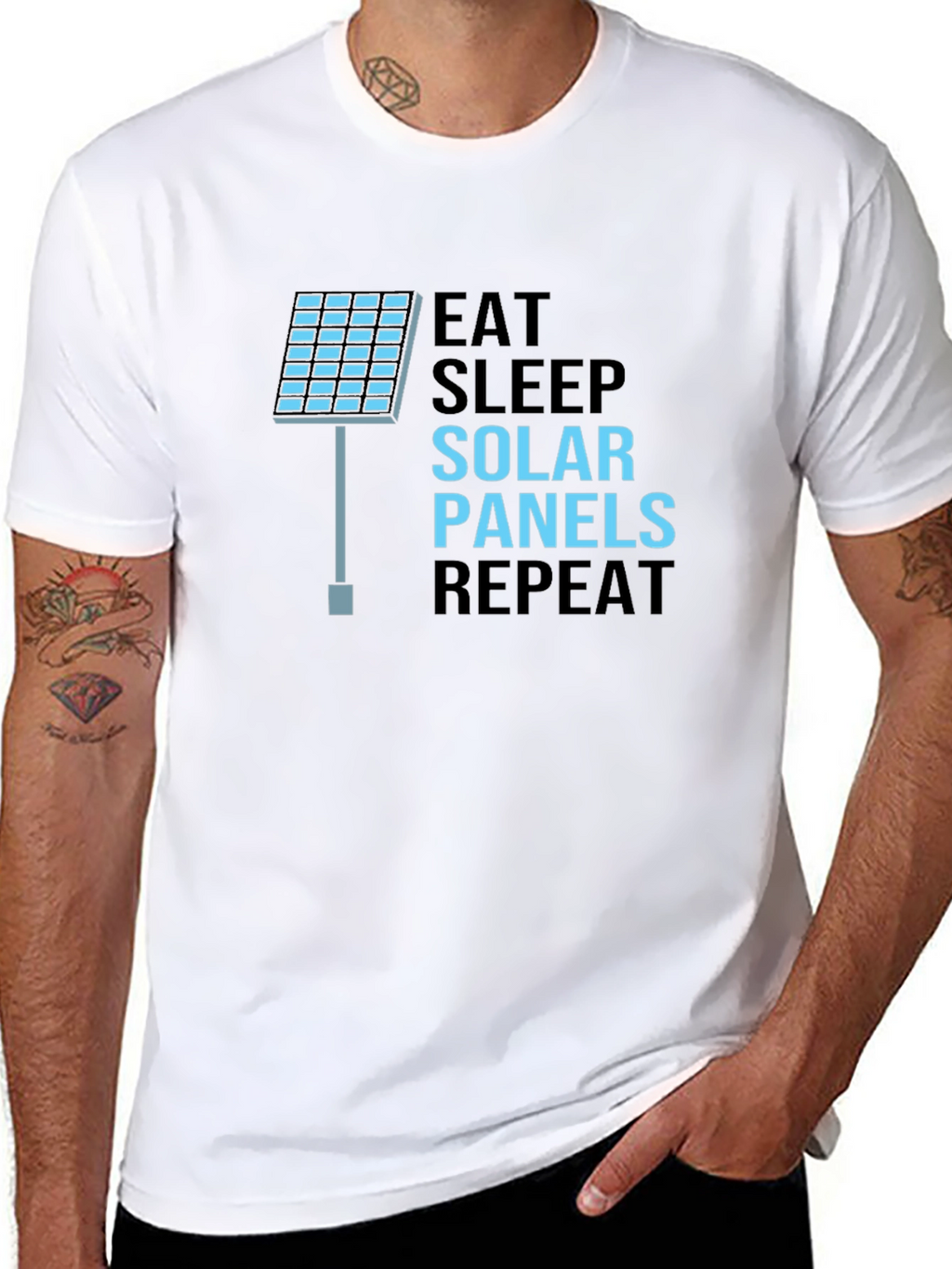 Eat Sleep Solar Panels Repeat Black T-Shirt