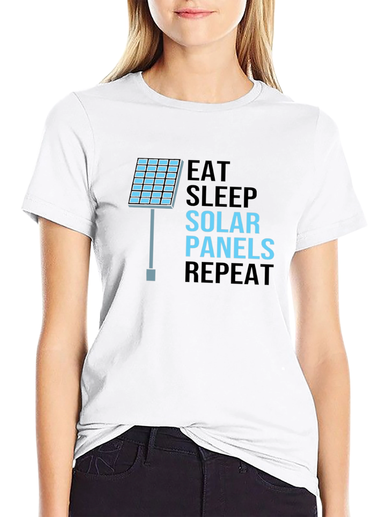 Eat Sleep Solar Panels Repeat Black T-Shirt