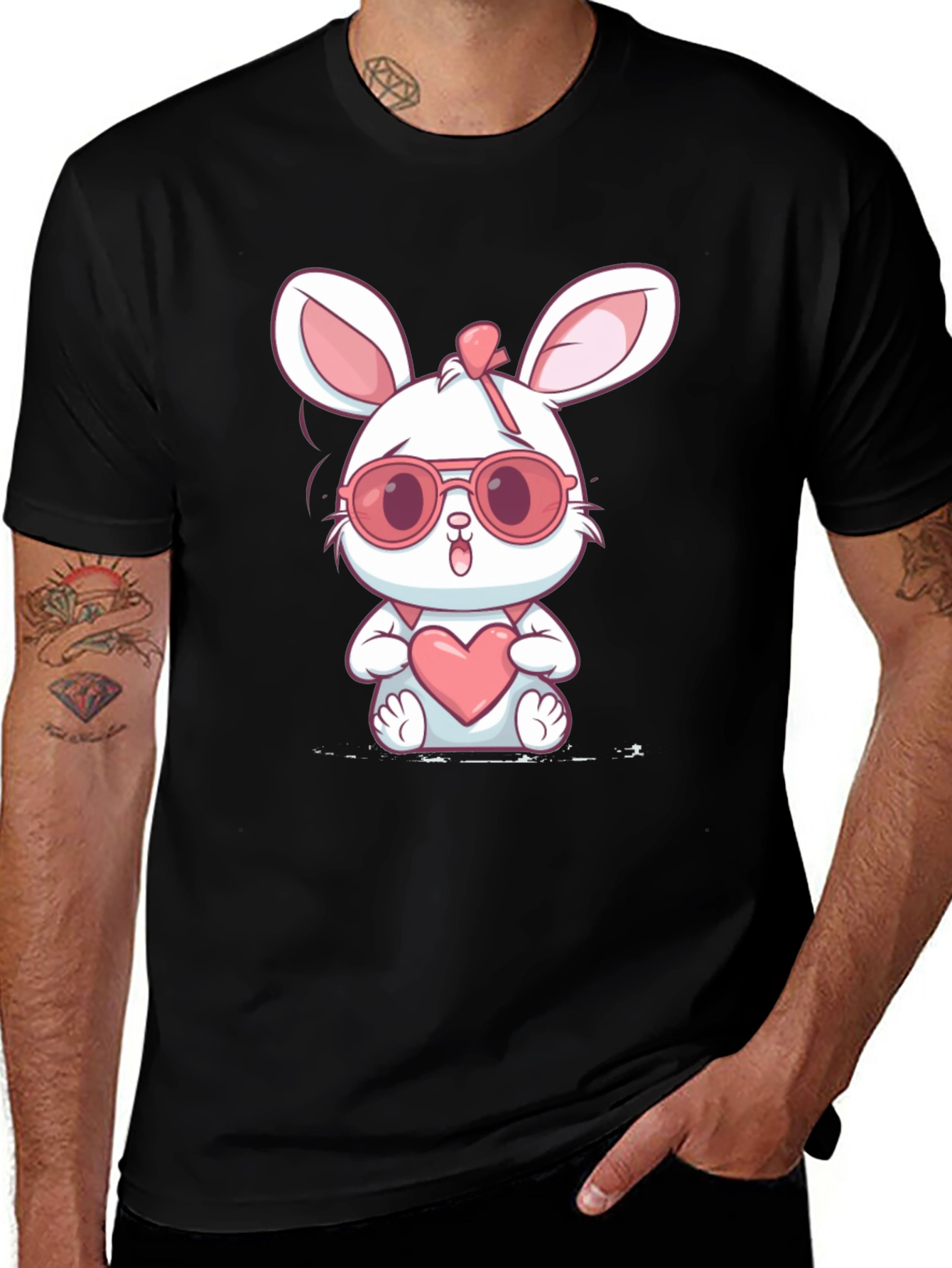 Cute Bunny Heart Graphic T-Shirt