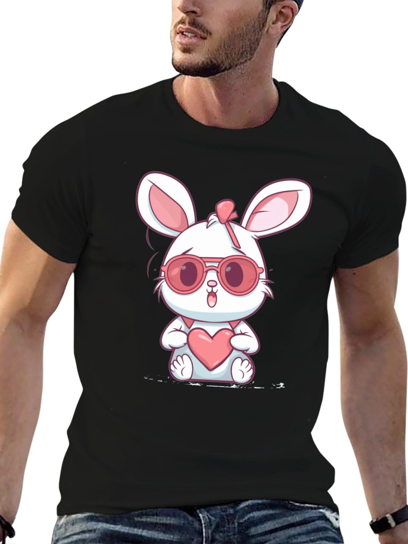 Cute Bunny Heart Graphic T-Shirt