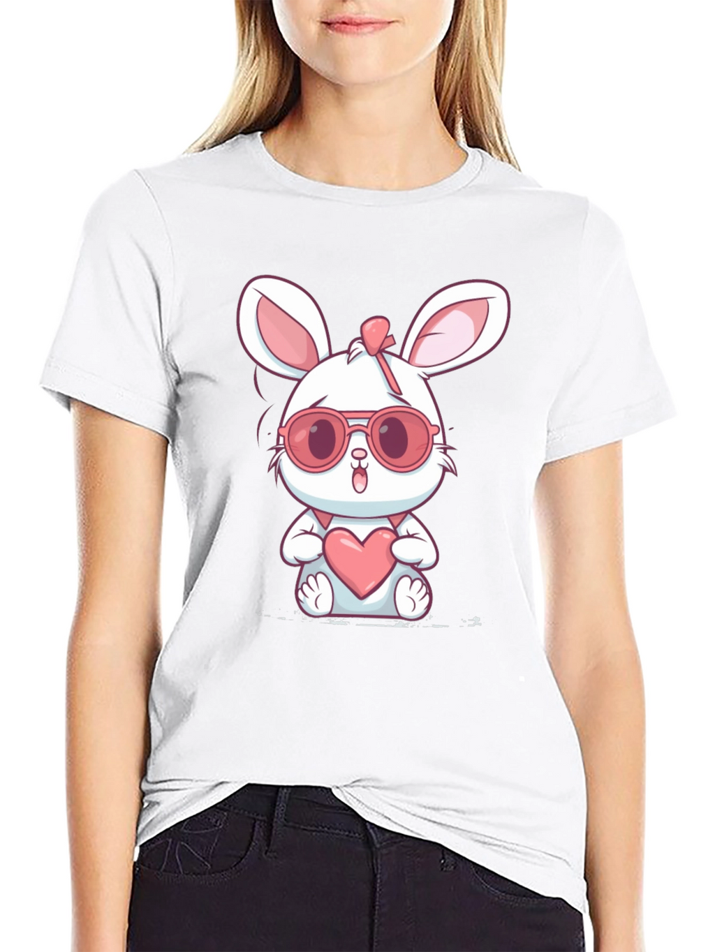 Cute Bunny Heart Graphic T-Shirt