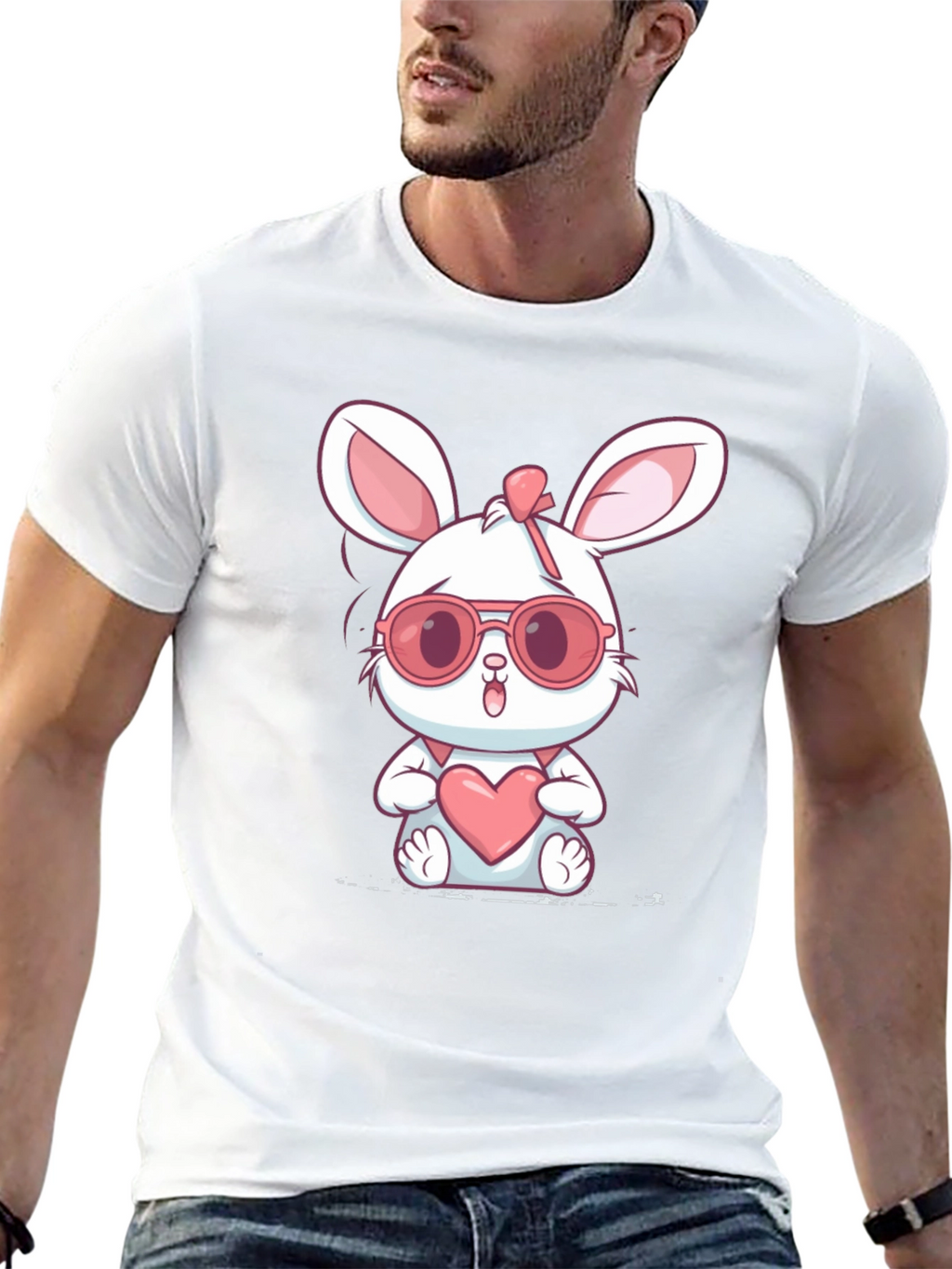 Cute Bunny Heart Graphic T-Shirt