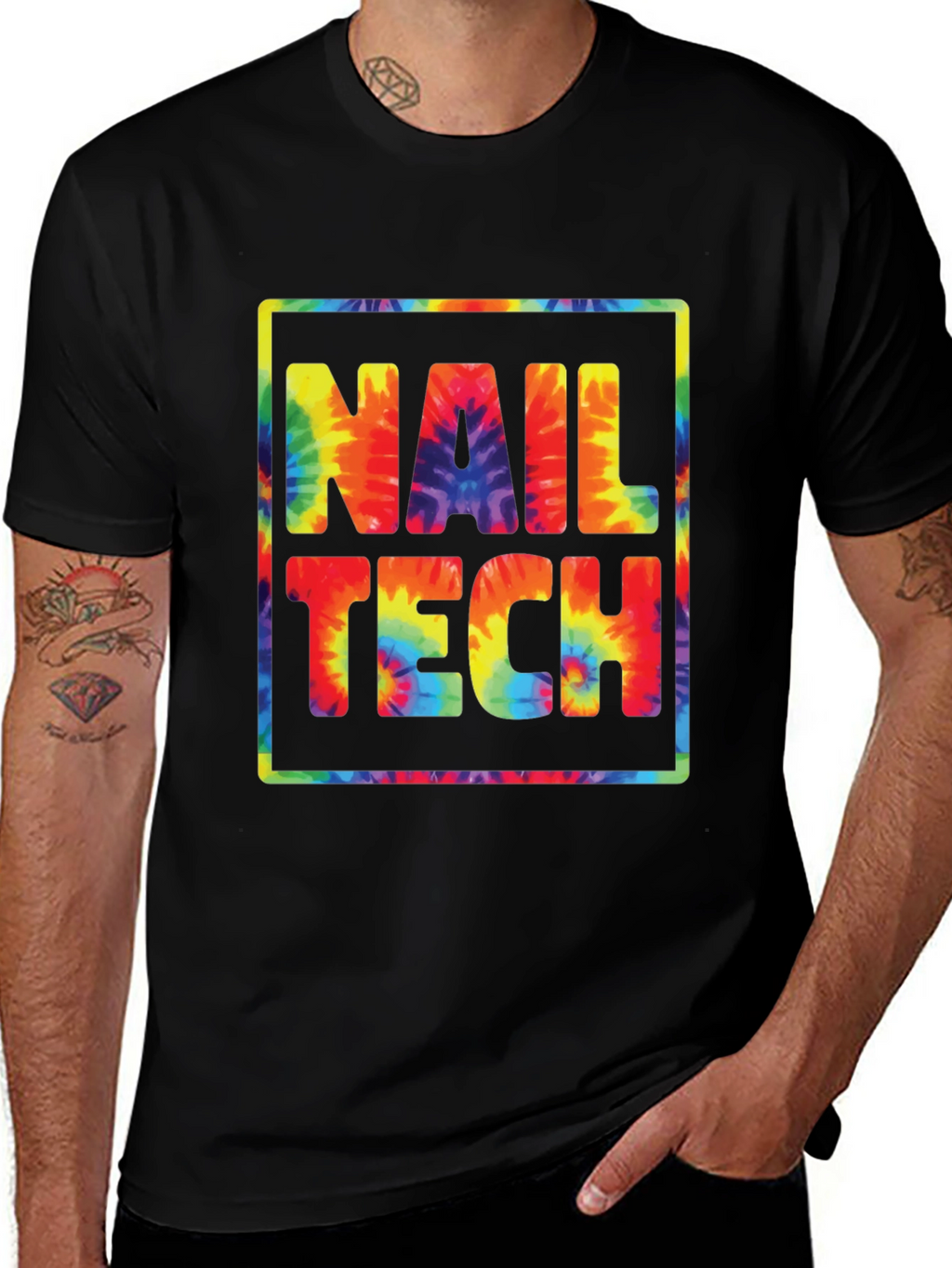 Nail Tech Tie Dye Graphic T-Shirt