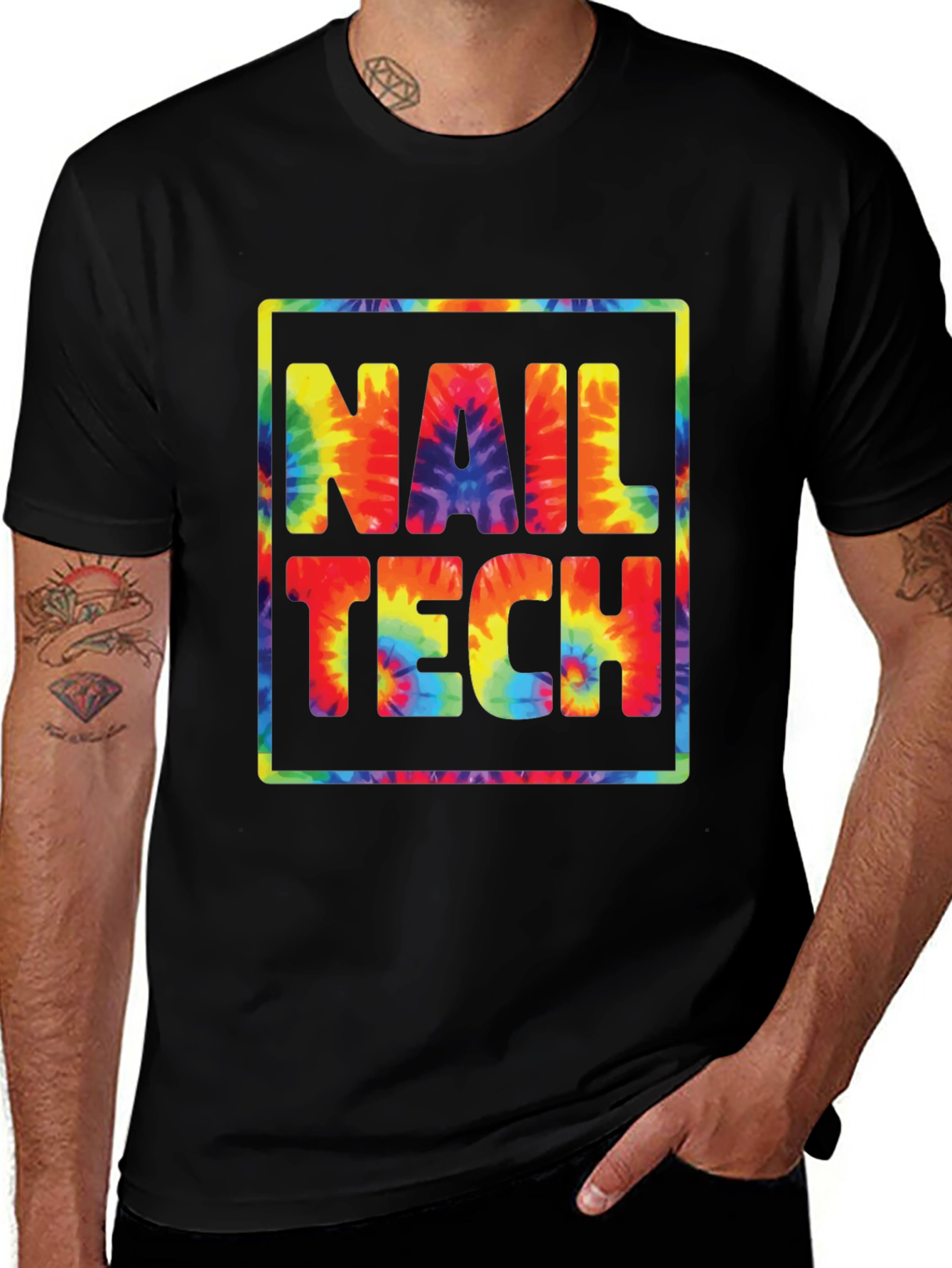 Nail Tech Tie Dye Graphic T-Shirt