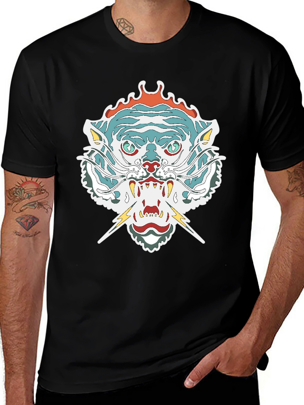 Mens Graphic Tee - Tiger Head Print