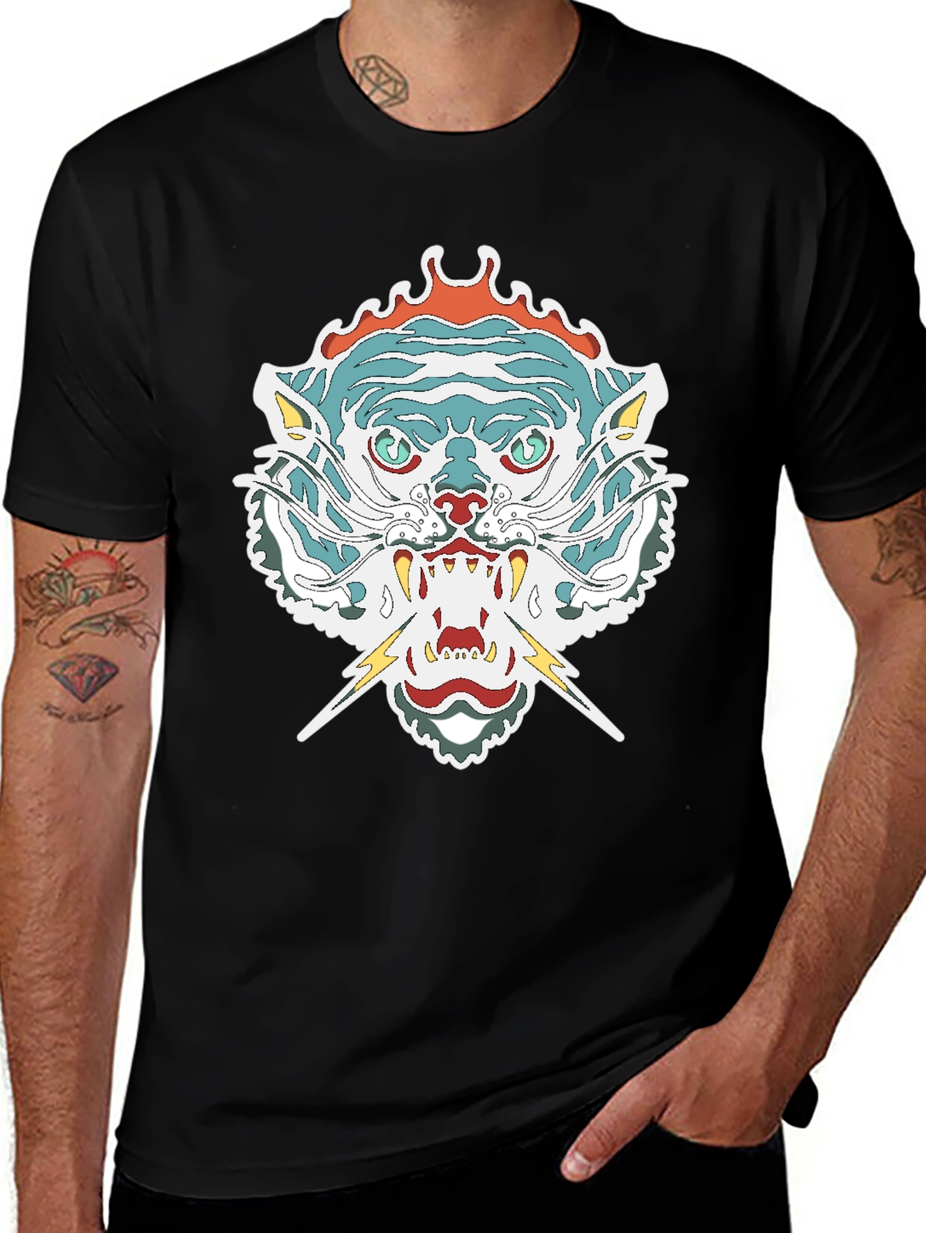 Mens Graphic Tee - Tiger Head Print