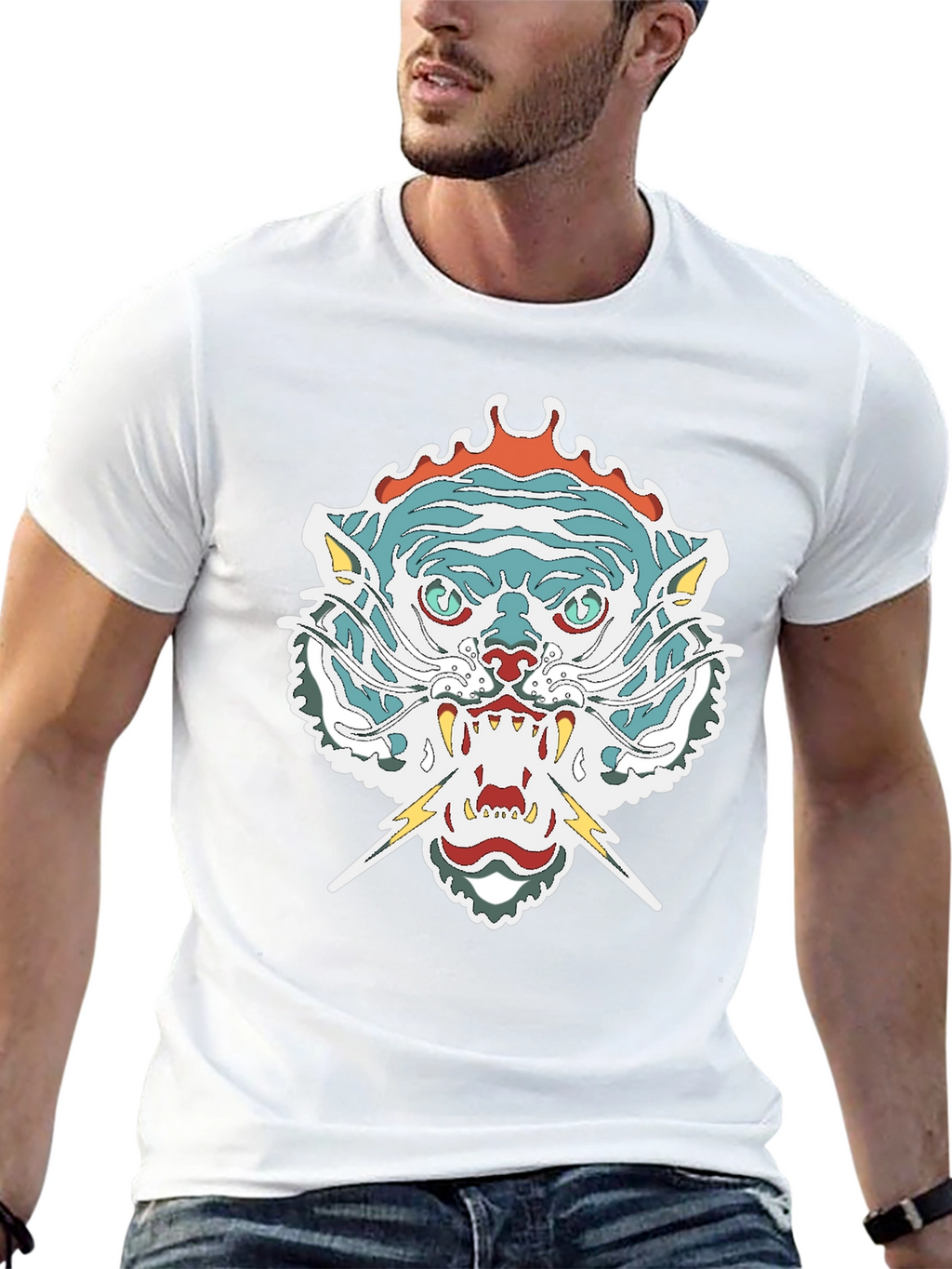 Mens Graphic Tee - Tiger Head Print