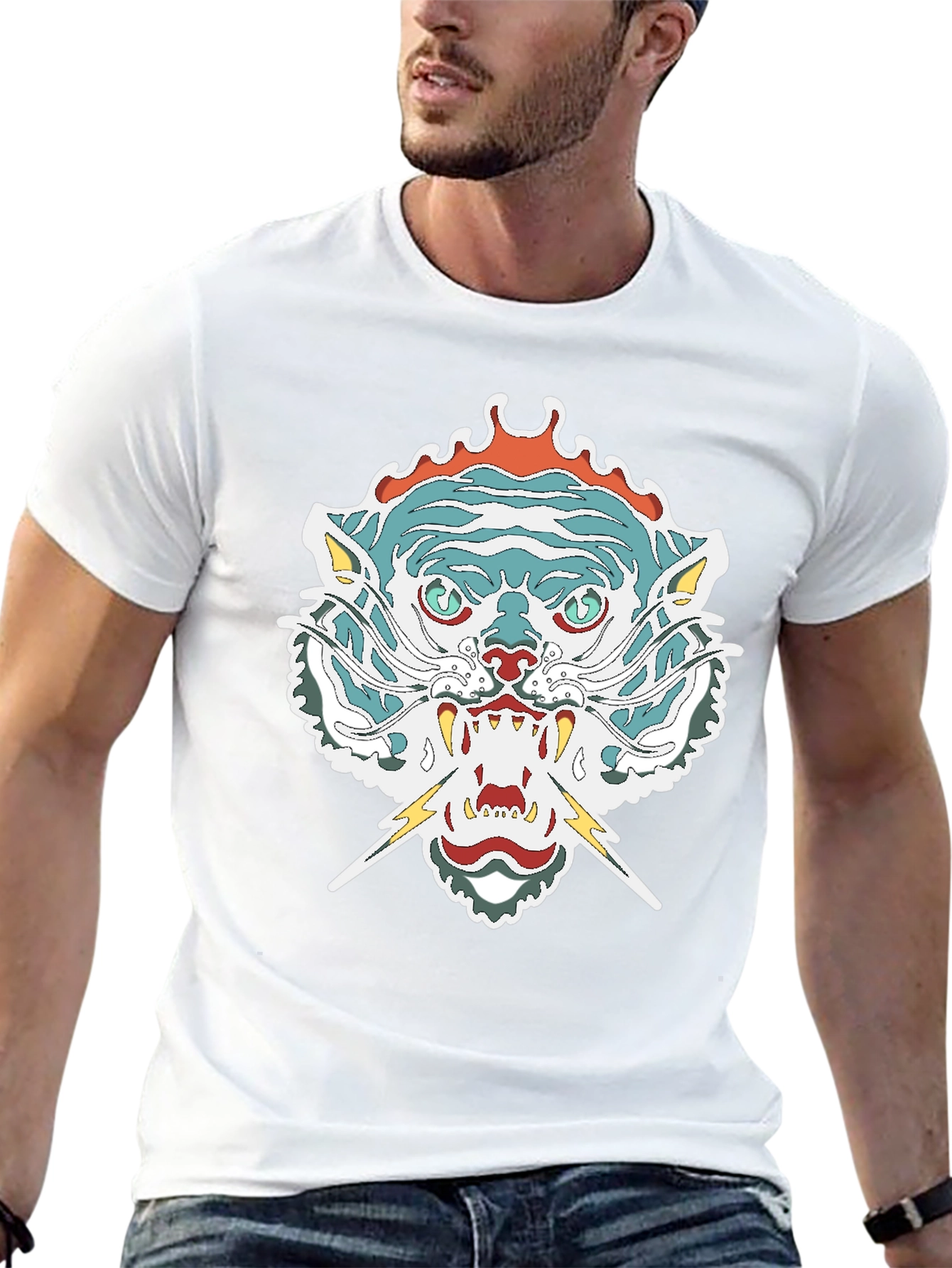 Mens Graphic Tee - Tiger Head Print