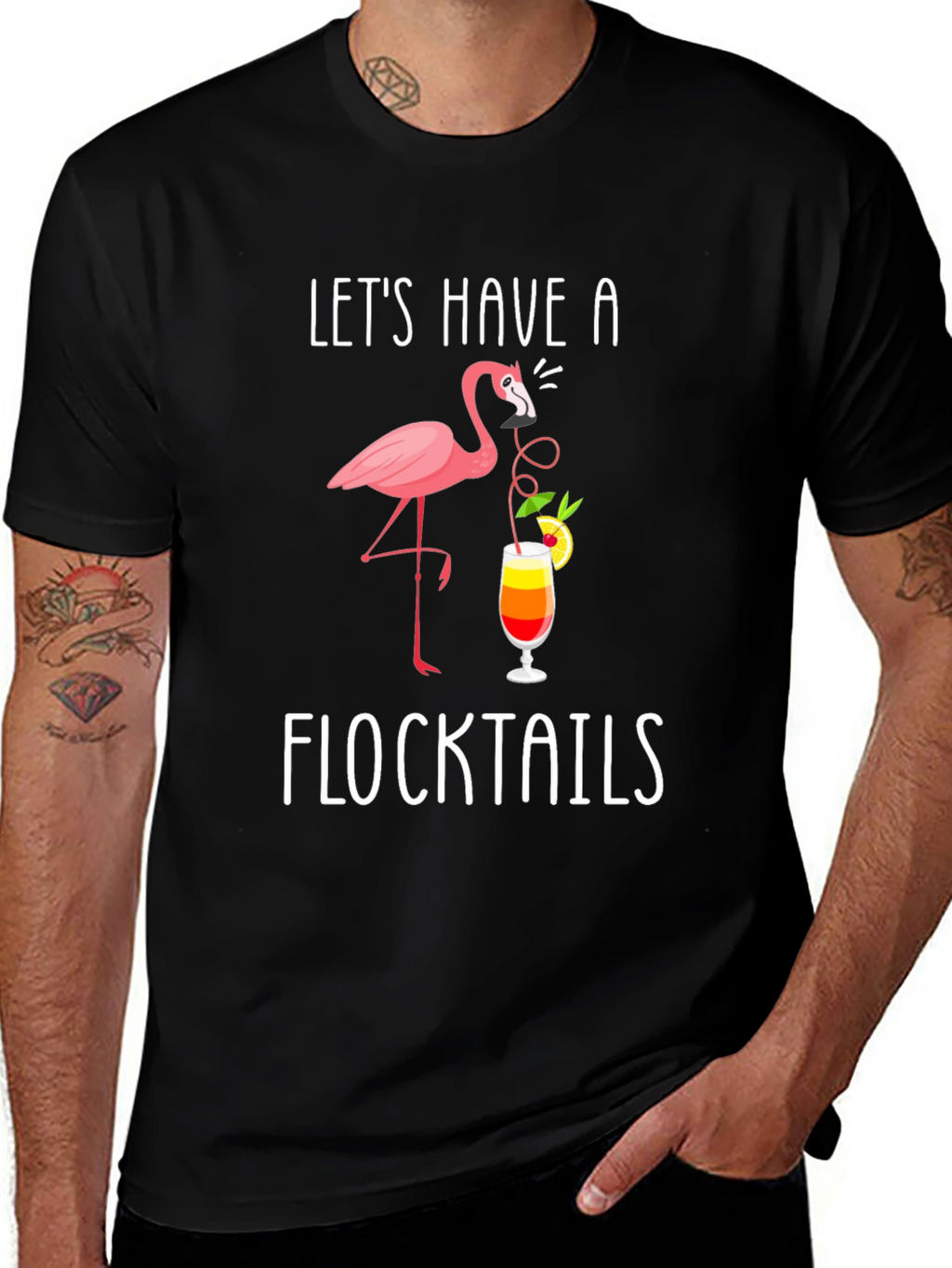 Flocktails Graphic T-Shirt - Flamingo Cocktail Fun