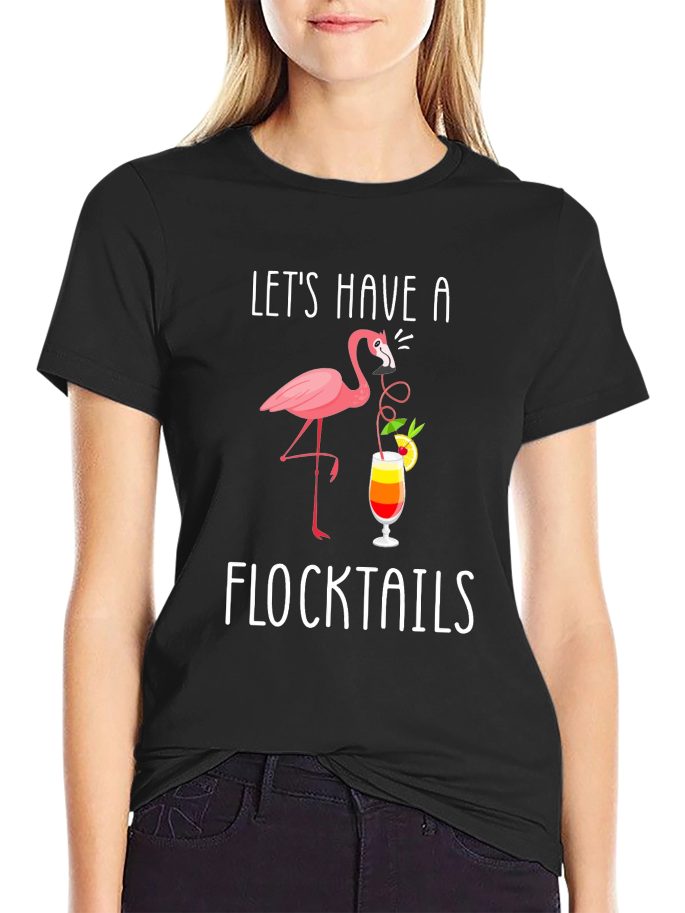 Flocktails Graphic T-Shirt - Flamingo Cocktail Fun