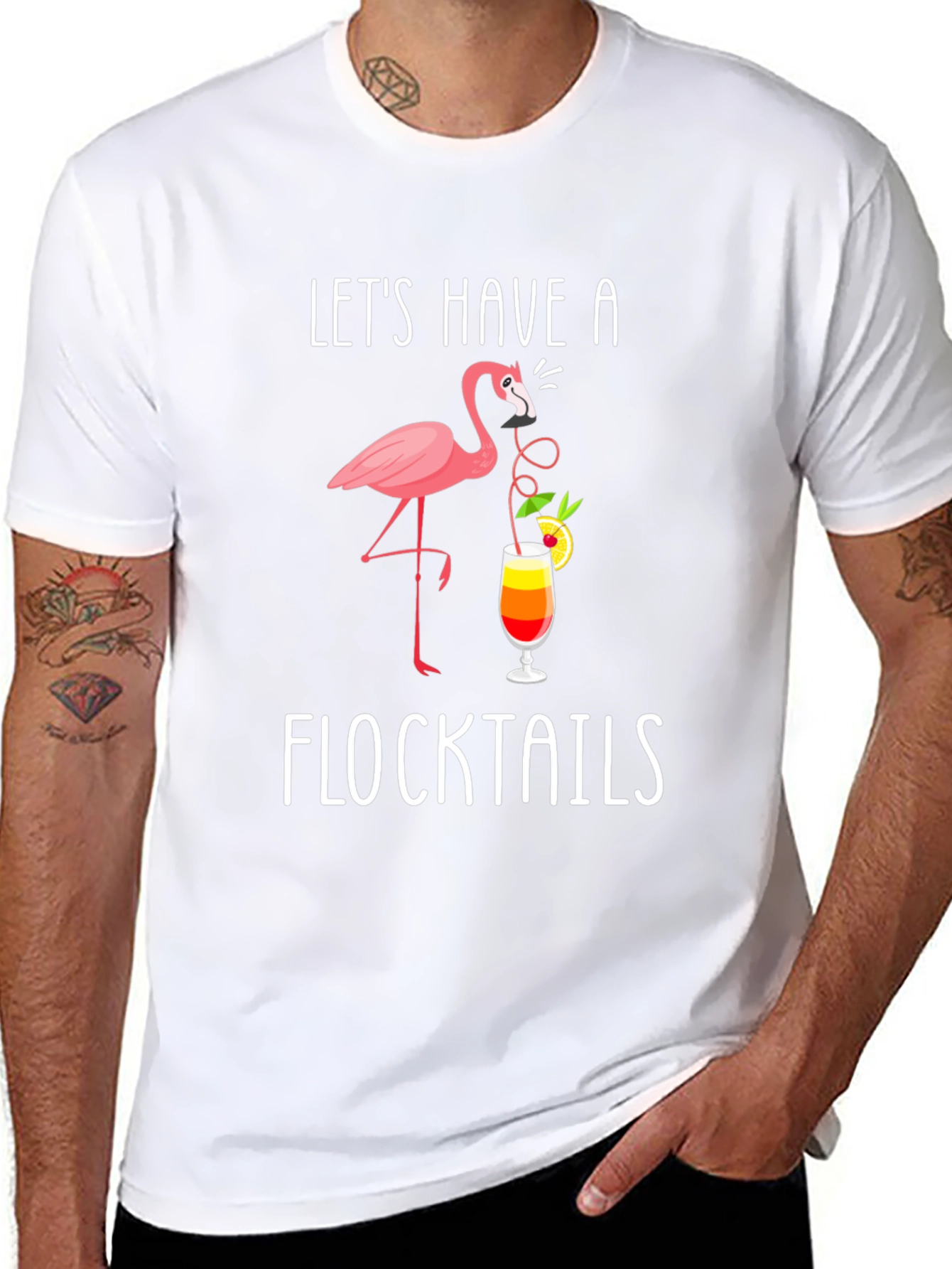 Flocktails Graphic T-Shirt - Flamingo Cocktail Fun