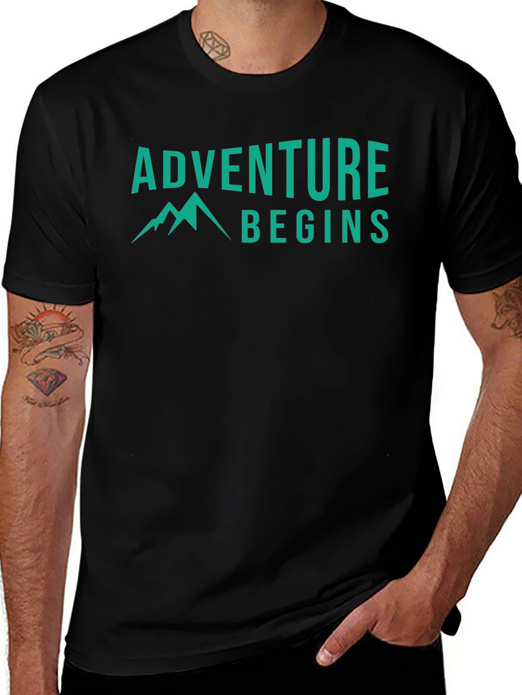 Adventure Begins Graphic T-Shirt - Black