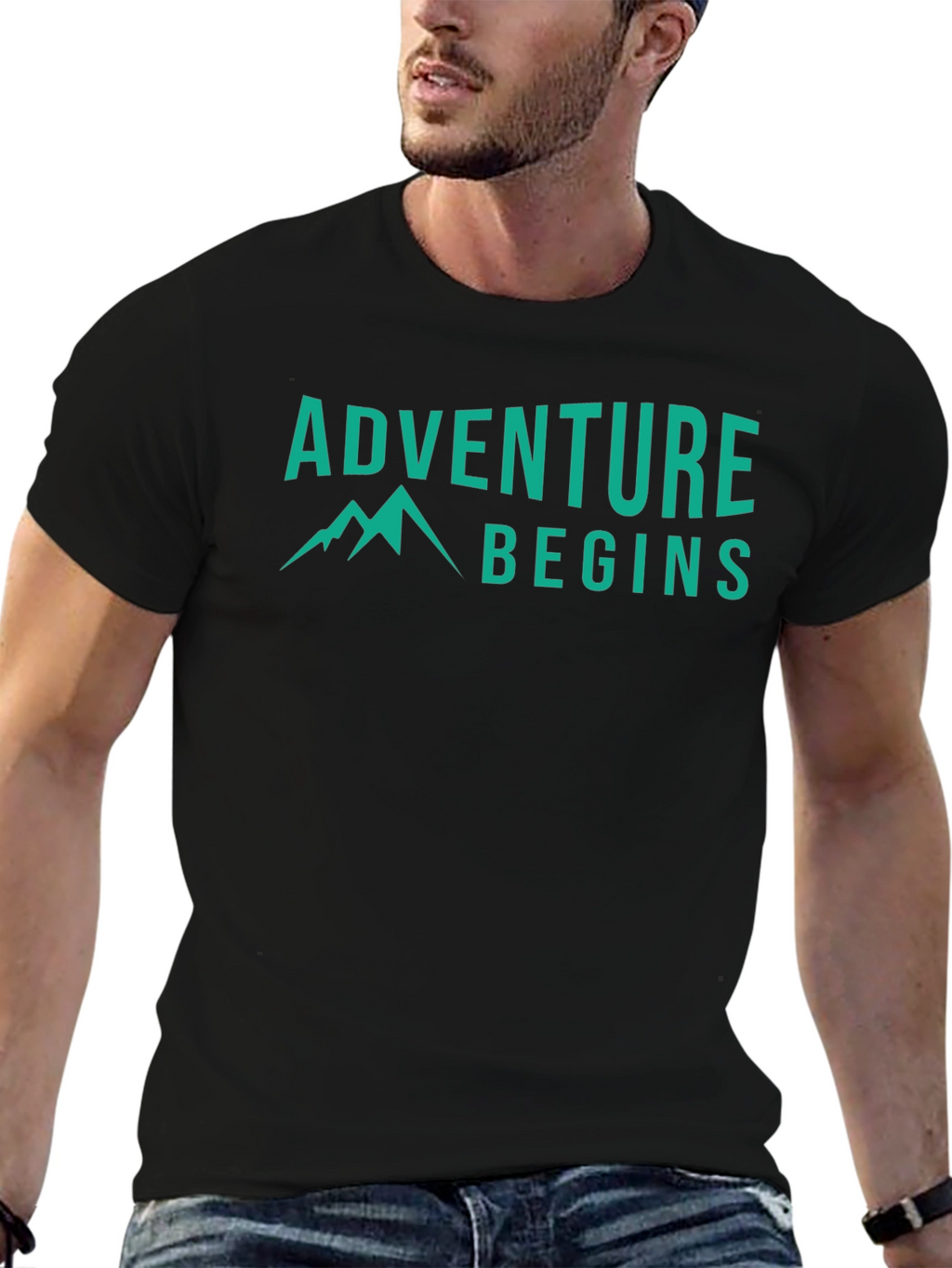 Adventure Begins Graphic T-Shirt - Black