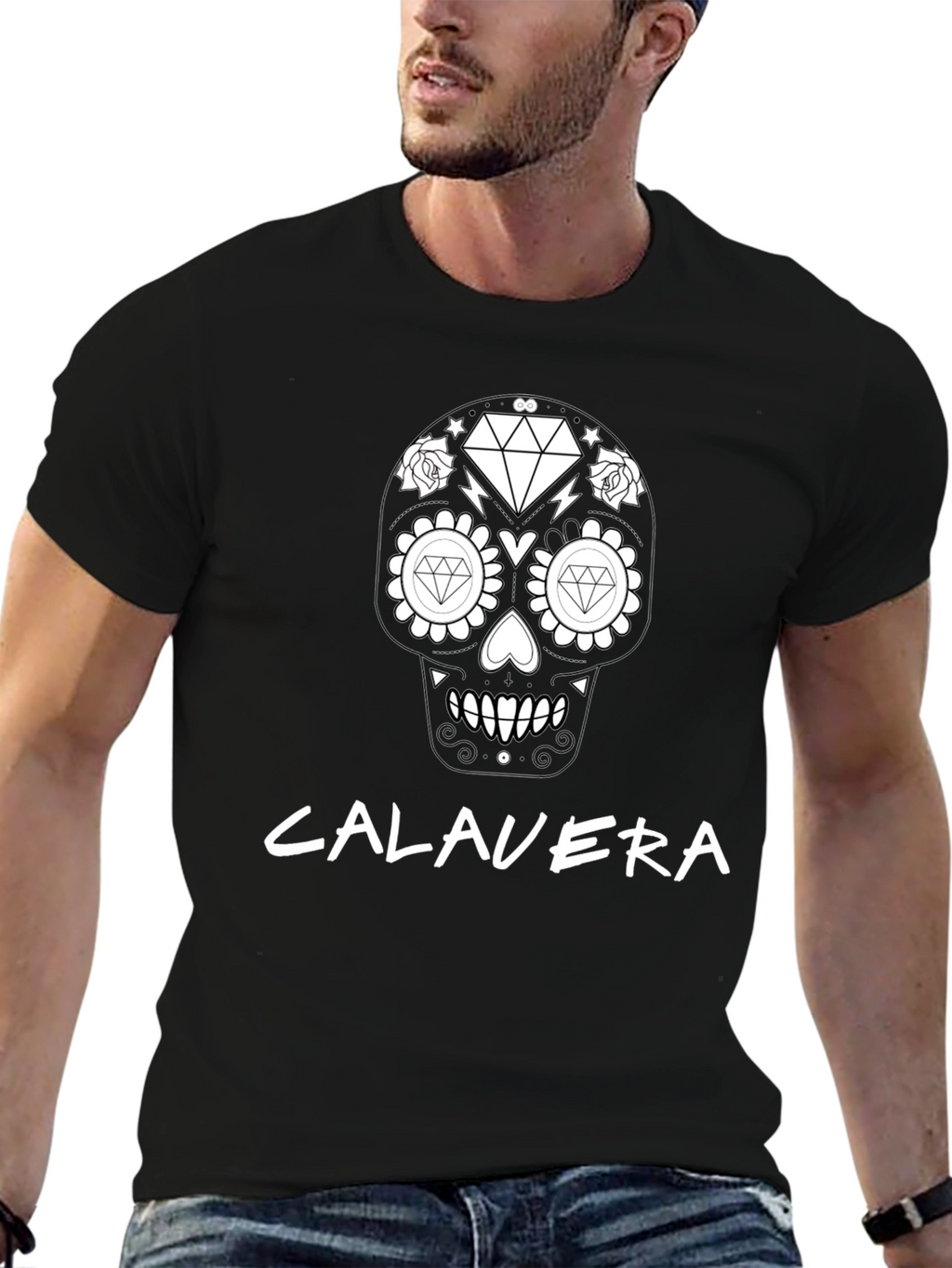 Calavera Diamond Skull T-Shirt - Black