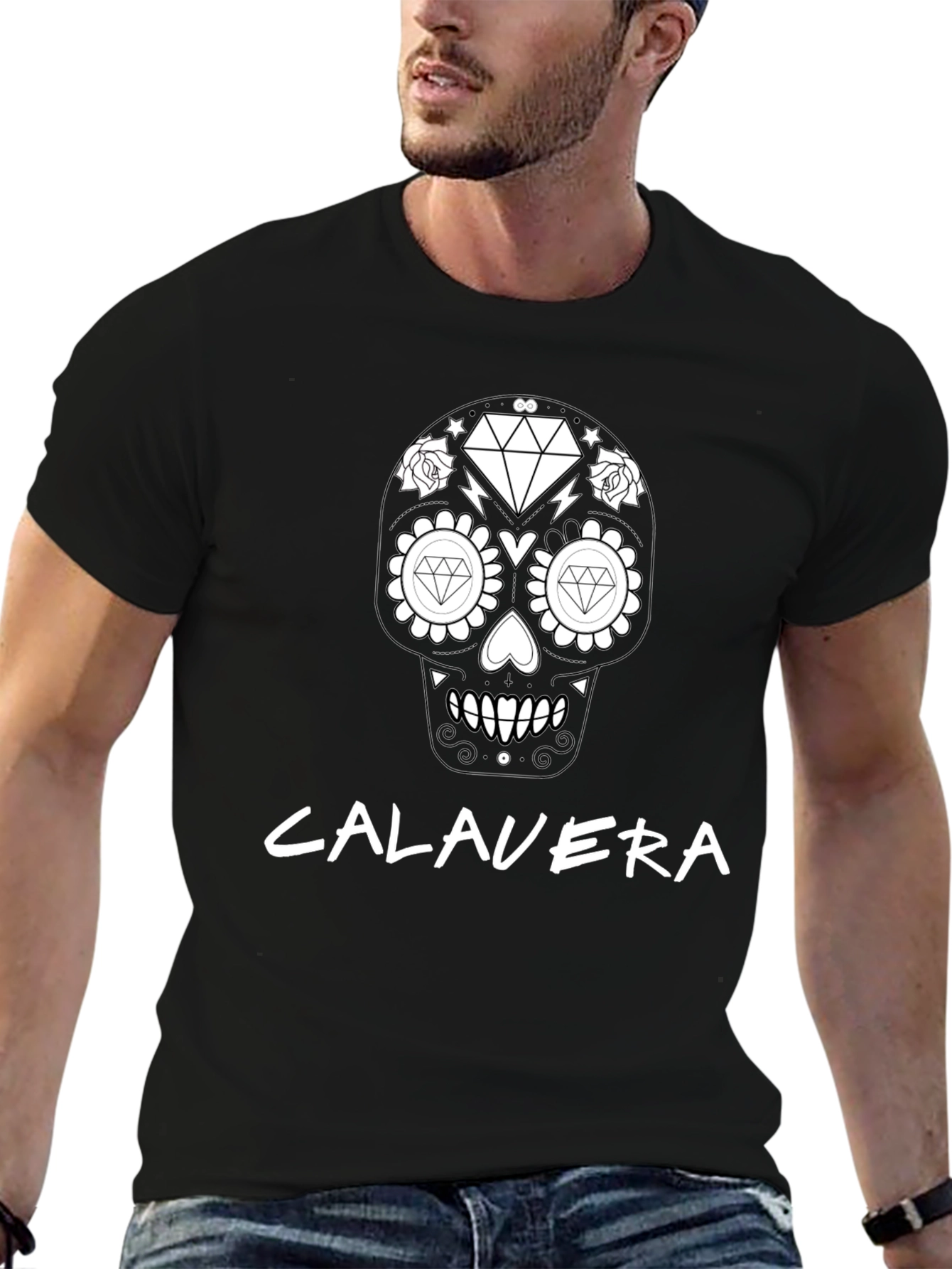 Calavera Diamond Skull T-Shirt - Black