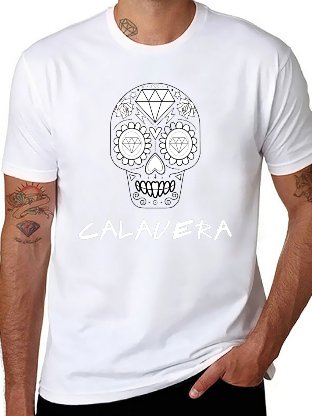 Calavera Diamond Skull T-Shirt - Black