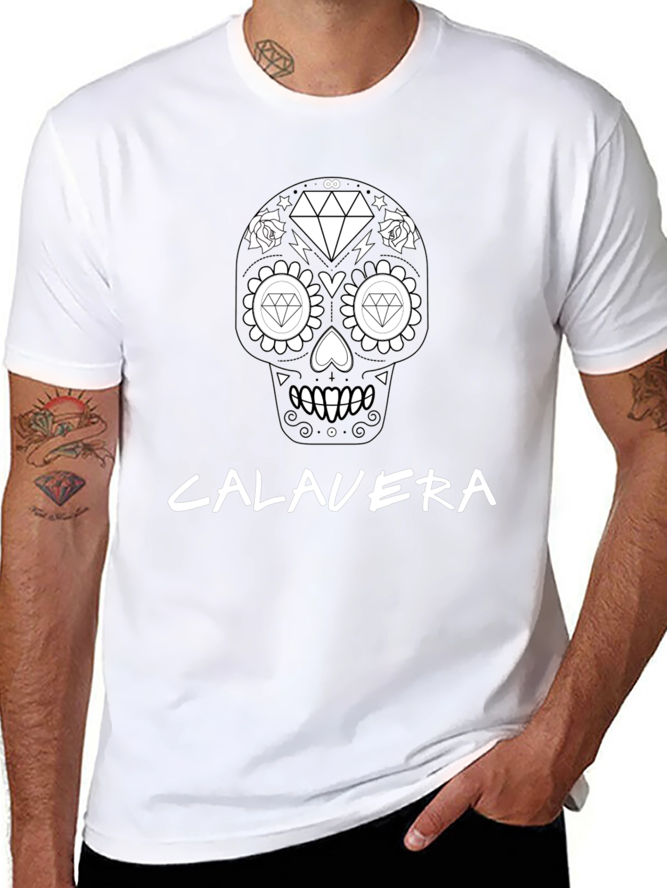 Calavera Diamond Skull T-Shirt - Black