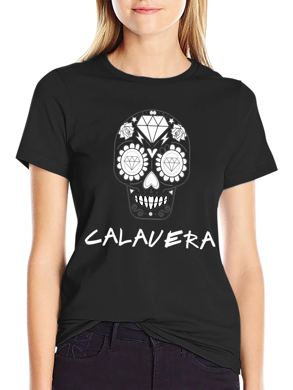 Calavera Diamond Skull T-Shirt - Black
