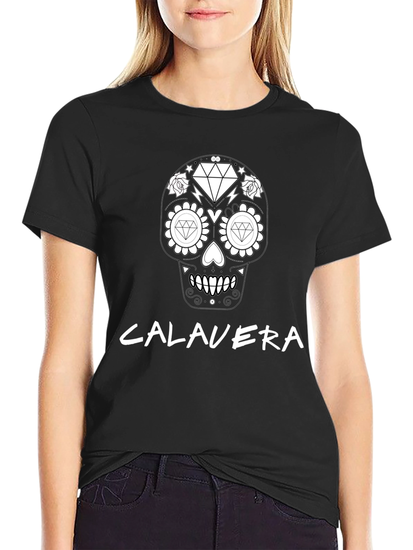 Calavera Diamond Skull T-Shirt - Black