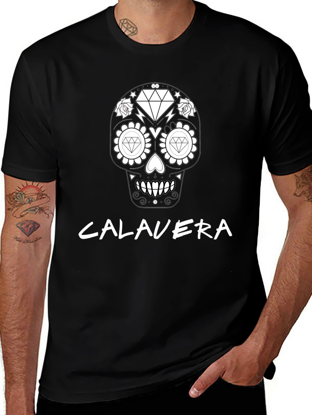 Calavera Diamond Skull T-Shirt - Black