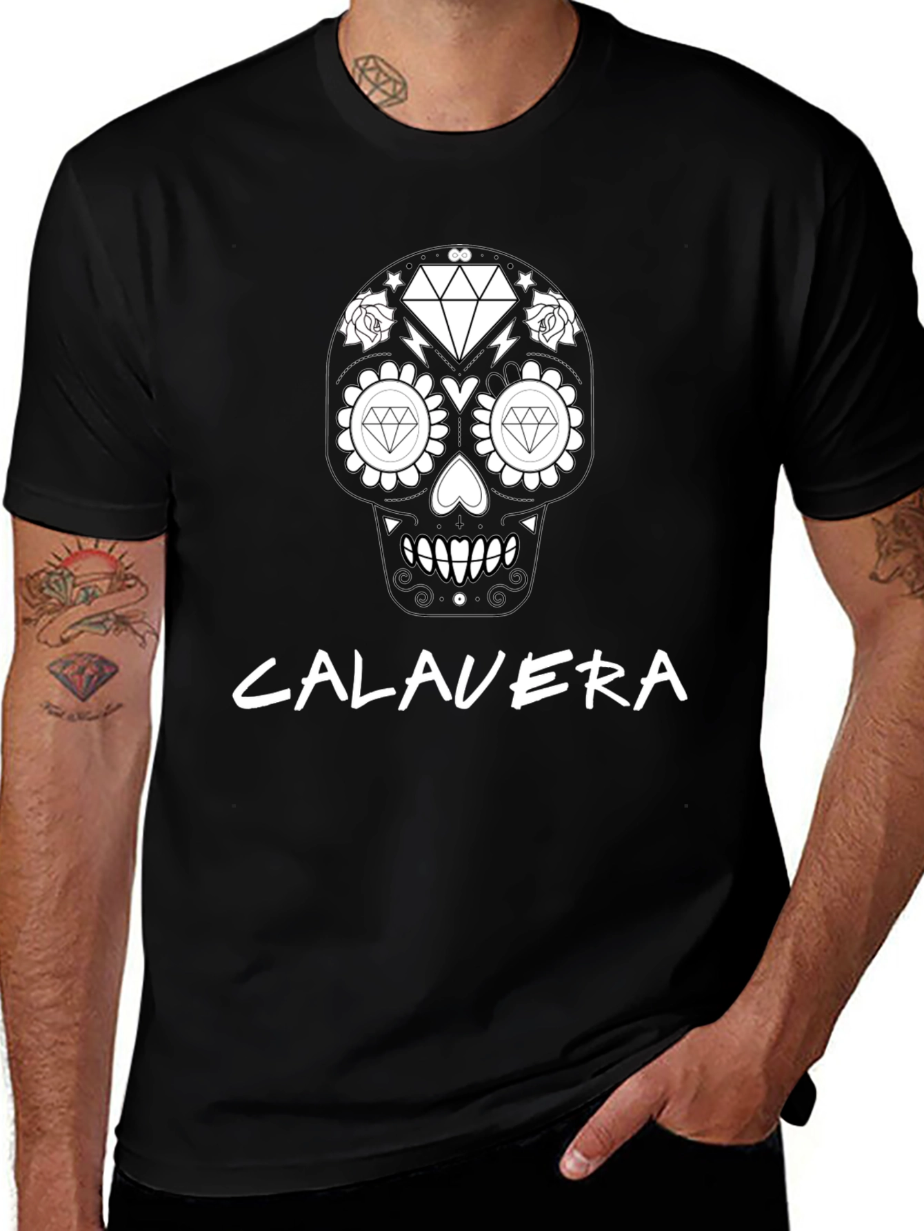 Calavera Diamond Skull T-Shirt - Black