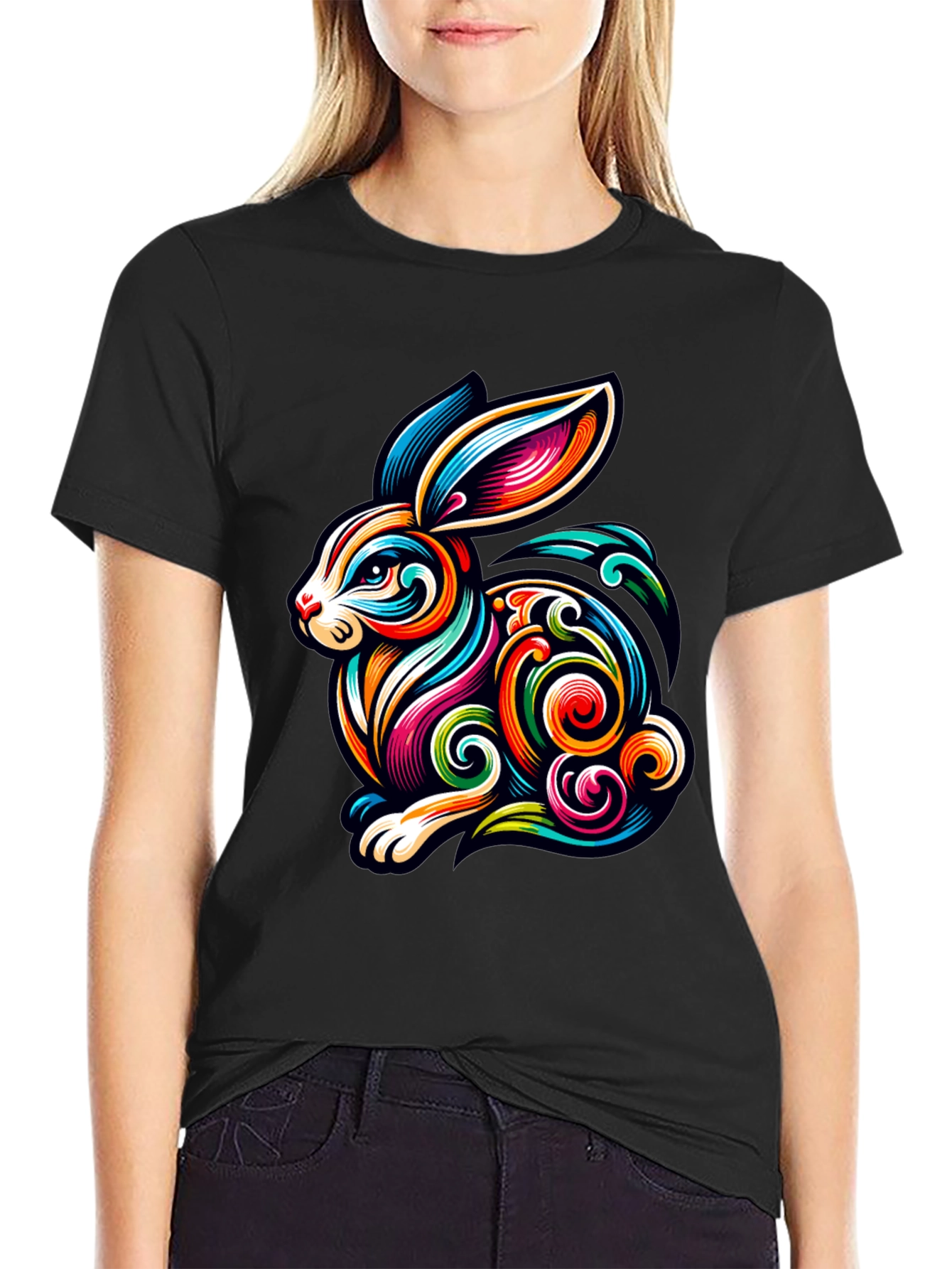 Vibrant Rabbit Graphic Tee - Stylish Mens T-Shirt